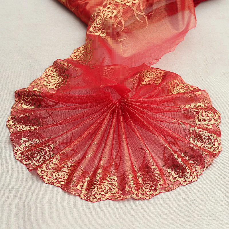 

10 ярдов, тюль, кружевная ткань с вышивкой, золотая нить, лента, красная, черная сетка, гипюровая аппликация, аксессуары для шитья свадебного платья