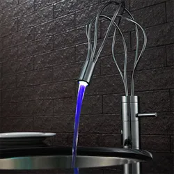 Tuqiu Bathroom Faucet Led Faucet Chrome Basin Faucet Cold & Hot Brass Waterfall Faucet Mixer Sink Tap Single Handle Bathroom Tap