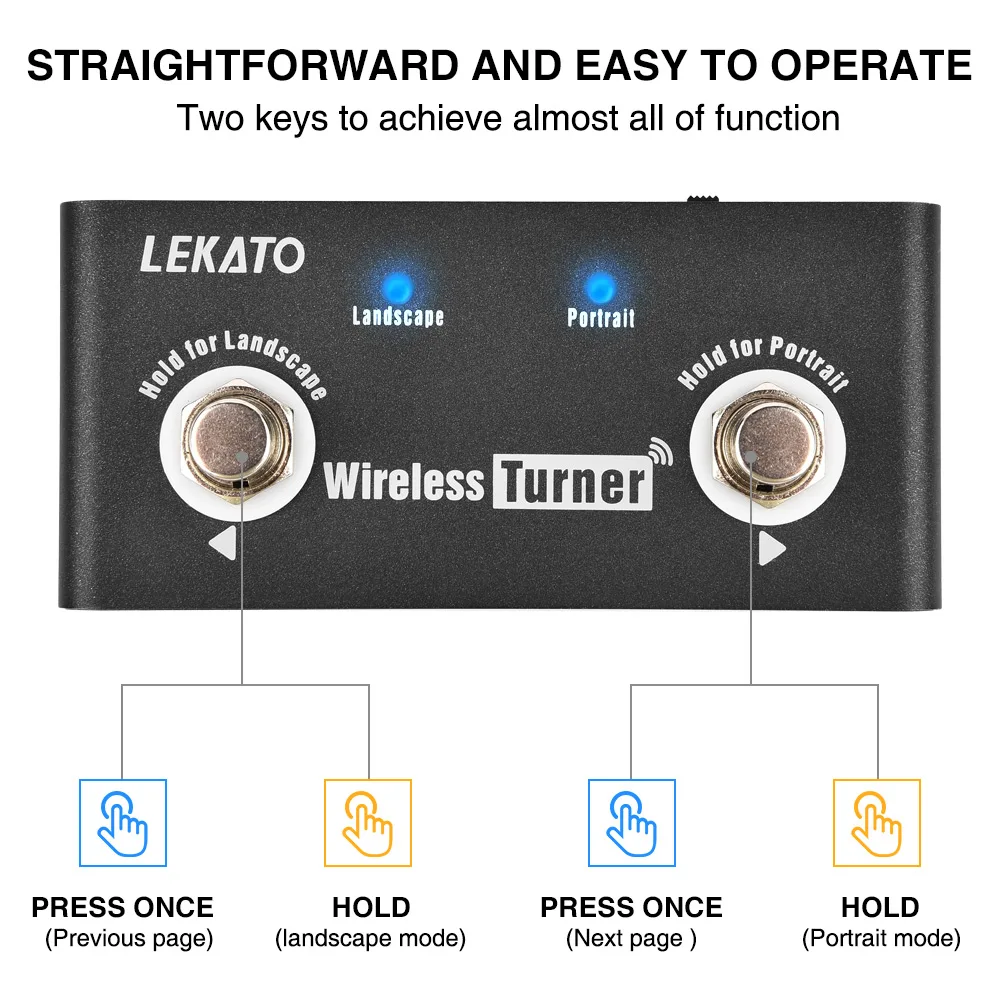 Lekato Wireless External Page Tuner Pedal Guitar Effect Pedal Page Turner Pedal for Guitar Looper Smartphones Tablets