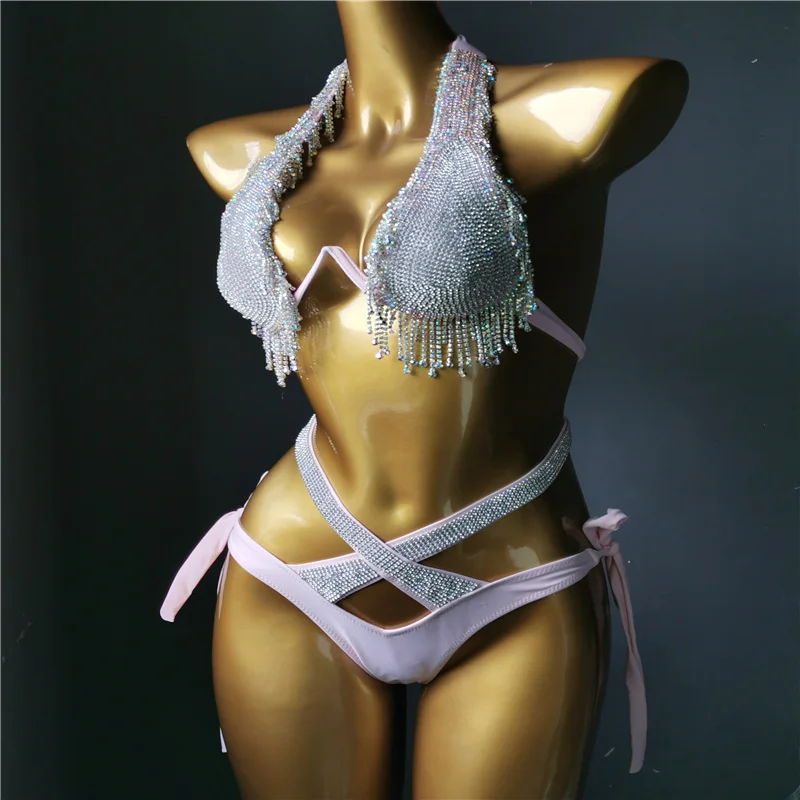 2021 venus wakacje diamentowe frędzle stroje kąpielowe seksowne bikini set bling kamienie rhinestone strój kąpielowy damskie kostiumy kąpielowe