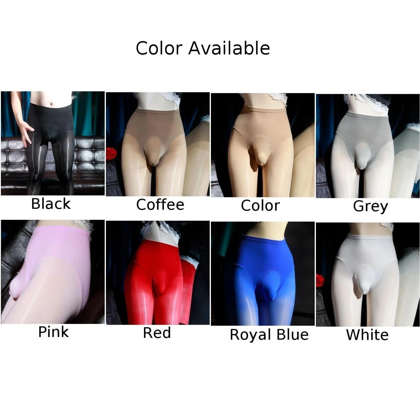 High Elastic Men Shiny Pantyhose Sexy Bulge Pouch Glossy Stockings Sheer Tights Penis Big Pouch Bodysuit