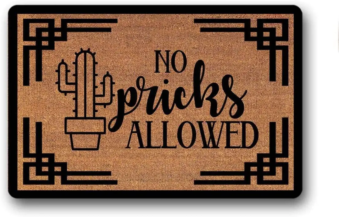 

No Pricks Allowed Cactus Welcome Mat Funny Doormat Desert Southwest Door Mat