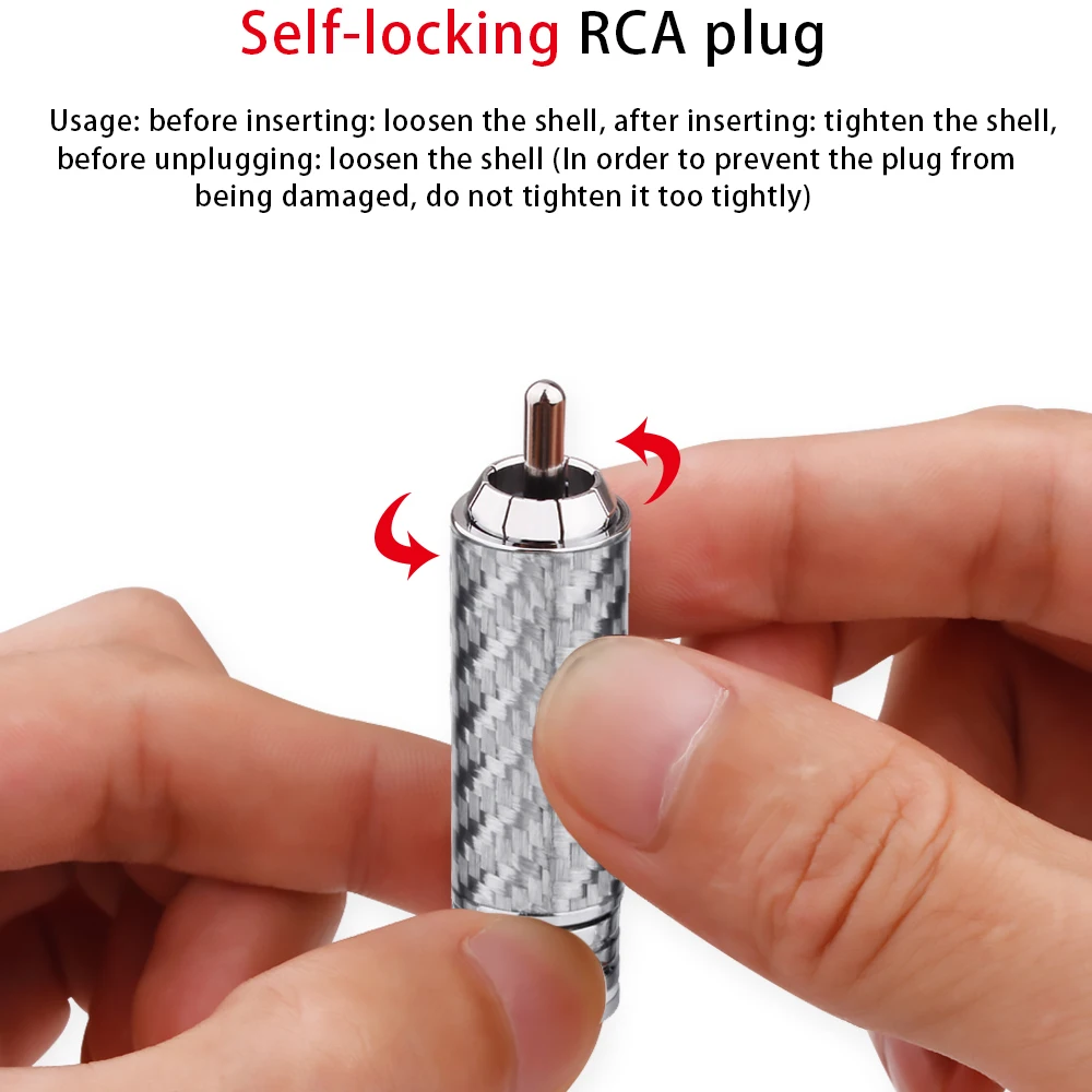 YYAUDIO 4pcs Gold Plated RCA Connector RCA Male Plug Adapter Silver Audio Wire Connector Video Locking Cable Connector