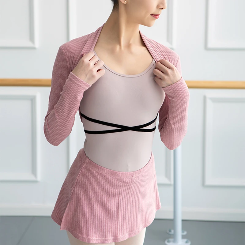 Dance Knitwear Ballet Shrug Women Cardigan Knit Dance Skirt Legwarmer Dance Winter Warmer Set Ballerina Dancewear Suit Clothes