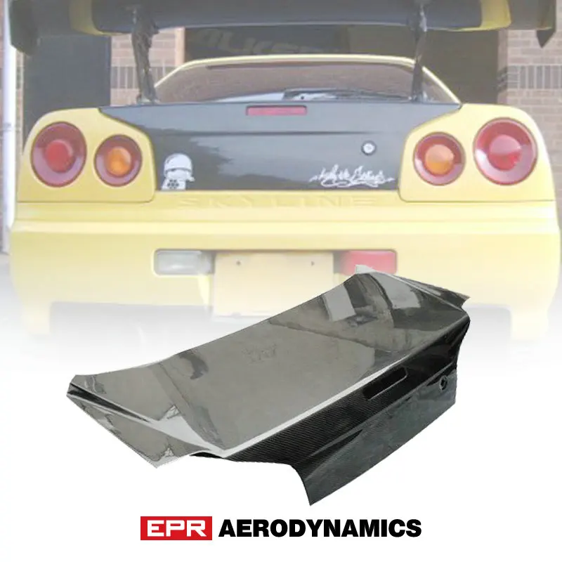 For Skyline R34 GTR GTT OE Style Carbon fiber Trunk Exterior Body Car accessories(Without Brake Light Hole)