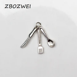 Charms kitchen fork Knife and spoon Antique Tibetan Silver Pendant Accessories DIY Vintage bracelet Necklace Handmade