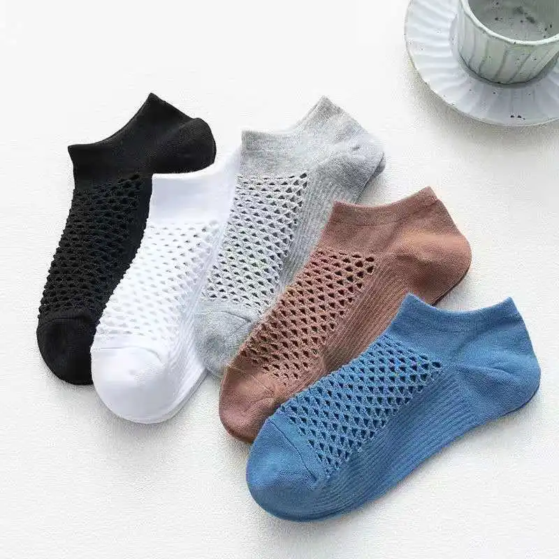 Cotton Man Short Socks Summer Thin Fashion Breathable Men Ankle Socks Comfortable Solid Color Casual Socks Male Street Mesh Soks