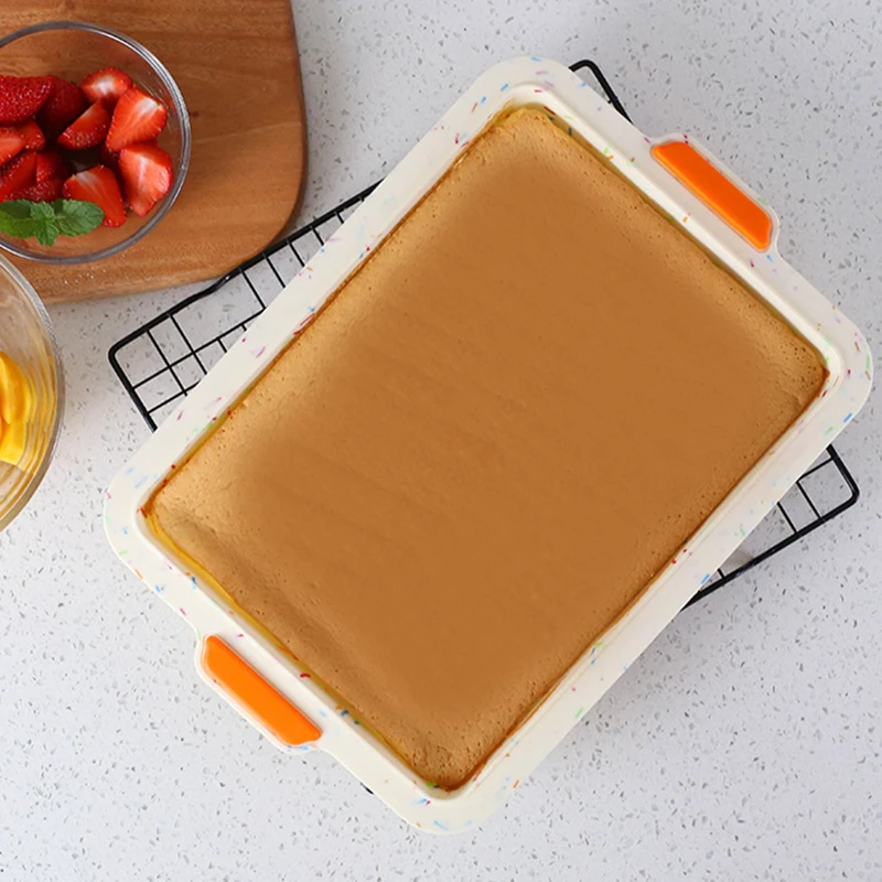 Thicken Silicone Baking Tray Pan Mold Non-Stick Bread Cake Mould Heat Resistant Square Brownie Baking Mold Kitchen Oven Sheets