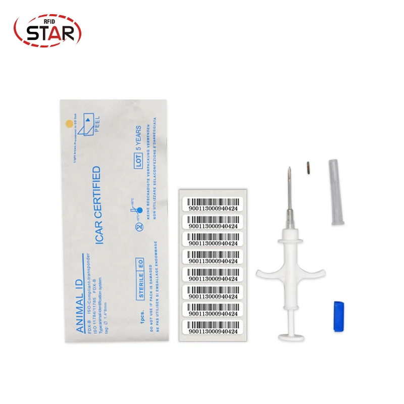 50pcs 1.4*8mm FDX-B Microchips 134.2KHz Animal Chip Microchip Veterinary Pet Syringe RFID Injector Animal Transponder Pet Reader