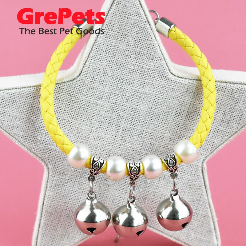 

Pet collar dog manual collar Japanese and wind bell bell PU collar leather collar dog supplies