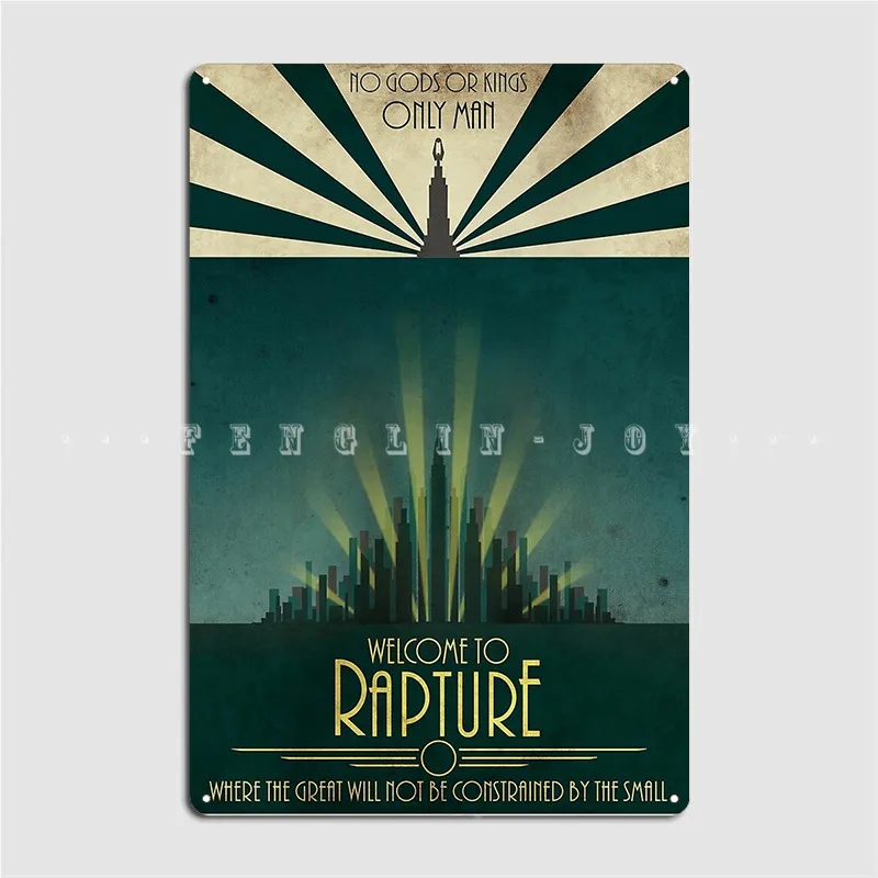 Bioshock Rapture Metal Sign Plates Vintage Club Mural Tin Sign Poster