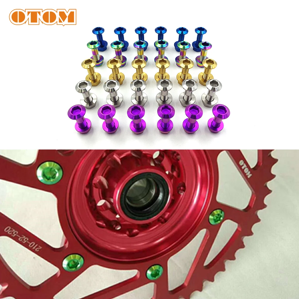 OTOM 6 Pcs Titanium Alloy Bolts M8*1.25 Screws Nut For Motorcycle Disc Brake Rotor Mountain Bike Rear Chain Sprocket KTM CRF KXF