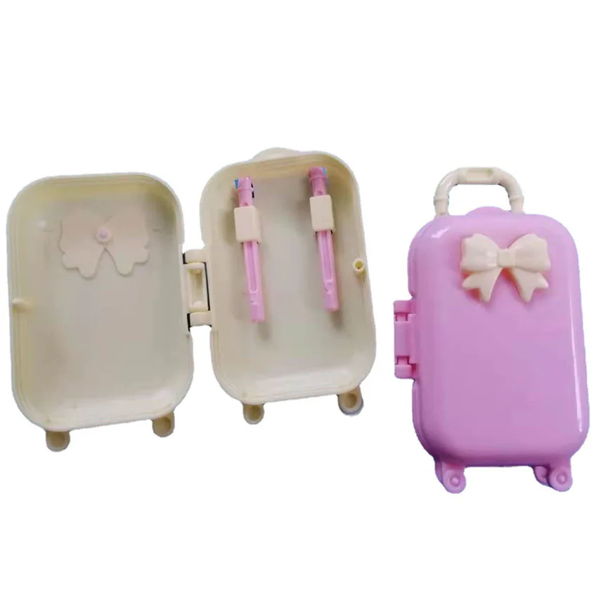 Barbie Doll Accessory Plastic Toys Traveling Suitcase Butterfly Suitcase with Wheels for 1/6 Dolls  Mix Colours 2pcs In One Lot