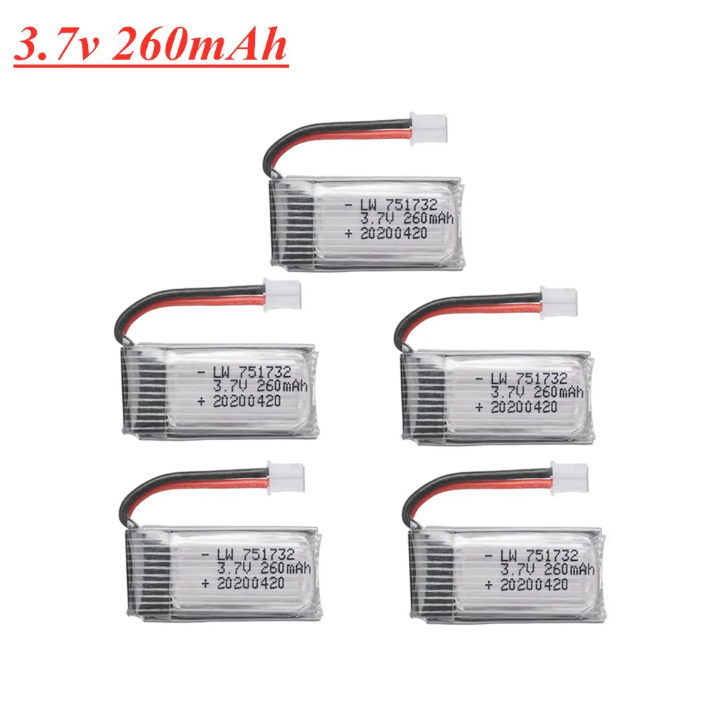 3.7V 260MAh สำหรับ H36 Eachine E010 E011 E012 E013 Furibee F36 RC Quadcopter อะไหล่3.7V 751732 Lipo 5Pcs