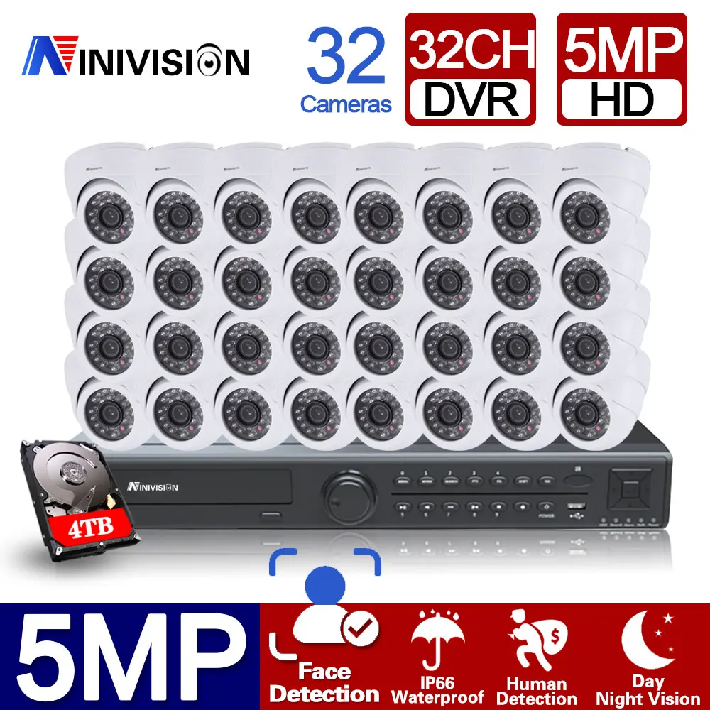 HD 32 Channel 2MP 5MP AHD DVR Kit 5MP Video Surveillance Security Outdoor Indoor Waterproof CCTV Camera System 32CH DVR System