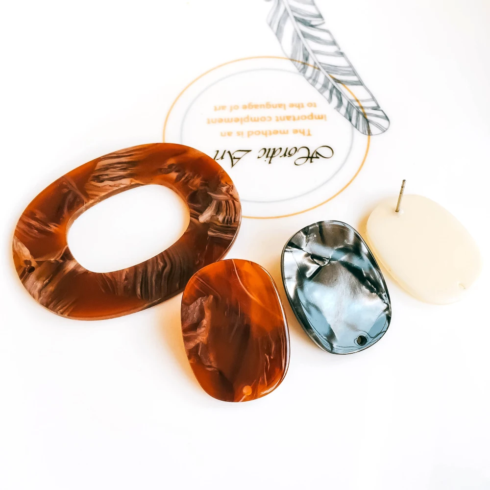 ZEROUP Oval Stud Earrings Ear Accessories Jewelry Component Ornaments Diy Material Handmade 6pcs