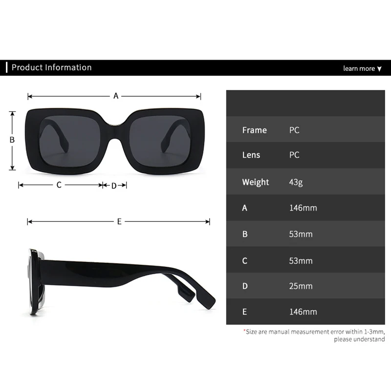 Classic Luxury Brand Designer Big Frame Square Sunglasses Women Men Fashion Vintage Popular Travel Sun Glasses For Female UV400