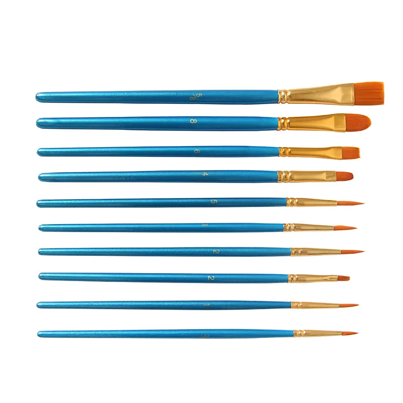 

Art Paint Brush 10pcs Pinceles Para Acrilico Y Oleo Nylon Hair Fan-shaped Artist Painting Brush Pincel Pintura Art Supplies