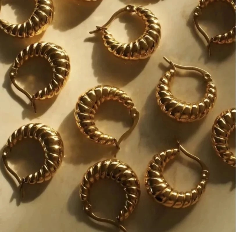 

Женские серьги из нержавеющей стали, гипераллелегические однотонные серьги-кольца с покрытием из 18-каратного золота, ювелирные изделия выс...