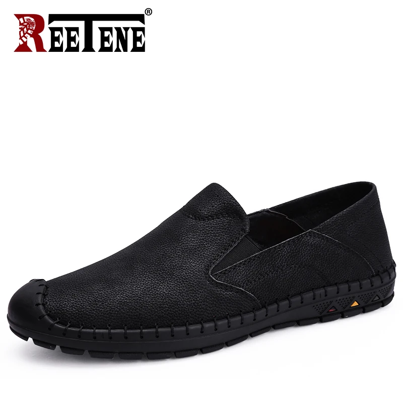 

REETENE Leather Casual Shoes For Men Breathable Men'S Loafers Lightweight Men Driving Shoes Outdoors Non-Slip Lazy Shoes Men