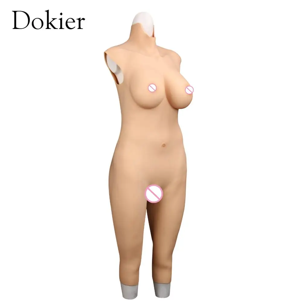 Dokier Silicone Fake Vagina Artificial Huge Boobs Breast Forms Bodysuit For Crossdresser Shemale Transgender Drag Queen