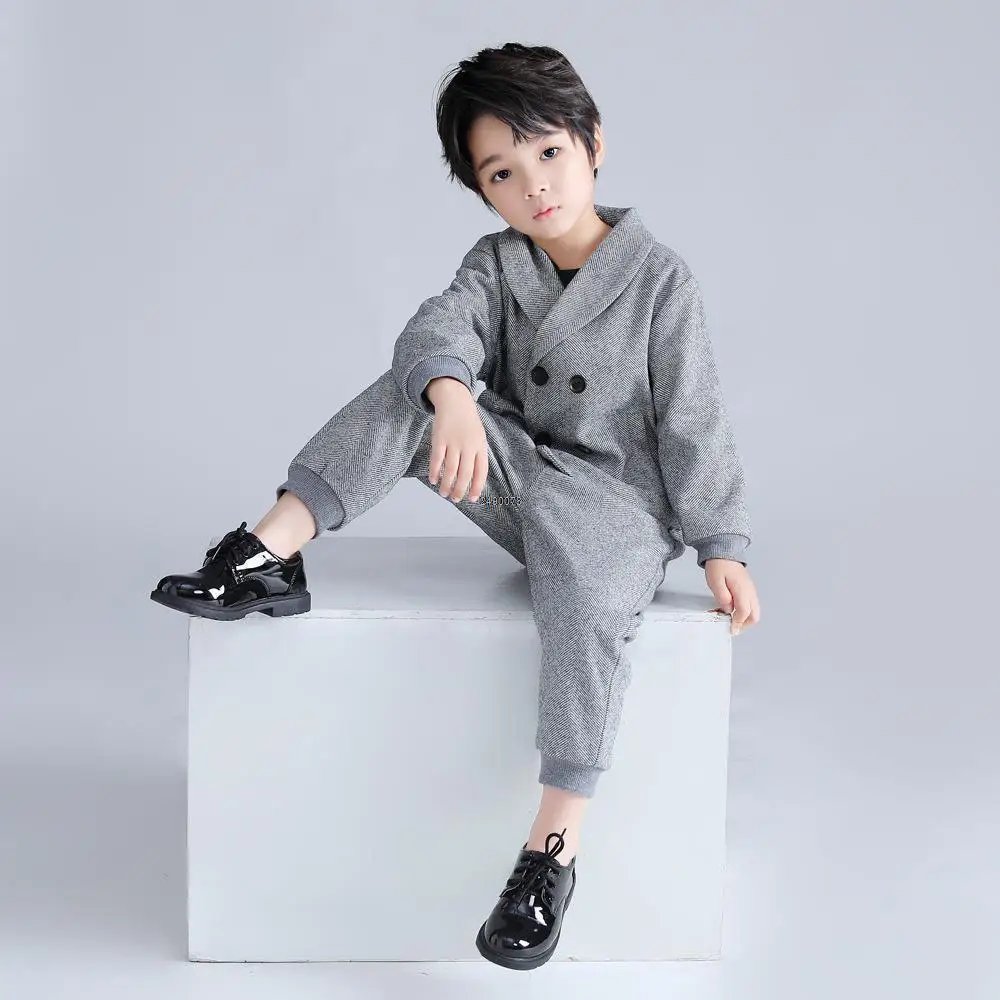 

Kids Photograph Set Korea Boys Jacket +Pants 2Pcs Clothing Set Formal Wedding Suit School Children Host Performance Prom Dress