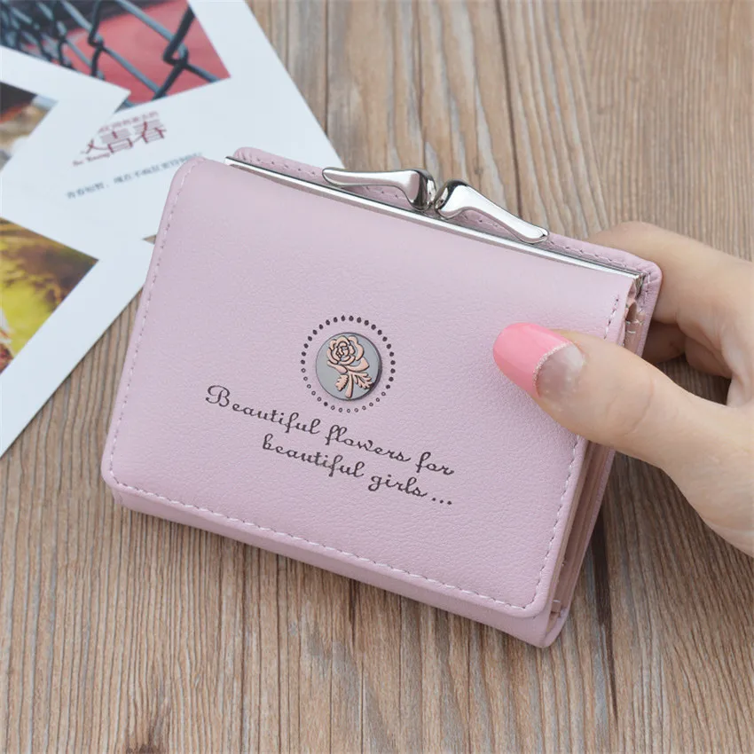 

Hot Sale Mini Leather Wallet Women Cute wallets Foldable Multi-card Position Coin Purse High Capacity Card Holder Clutch