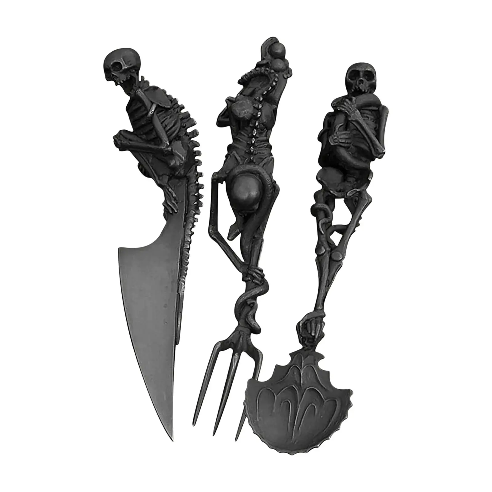 

Halloween Skeleton Cutlery Set Metal Flatware Tableware Skeletal Fork Knife Spoon Halloween Party Tabletop Ornaments Pretty Well