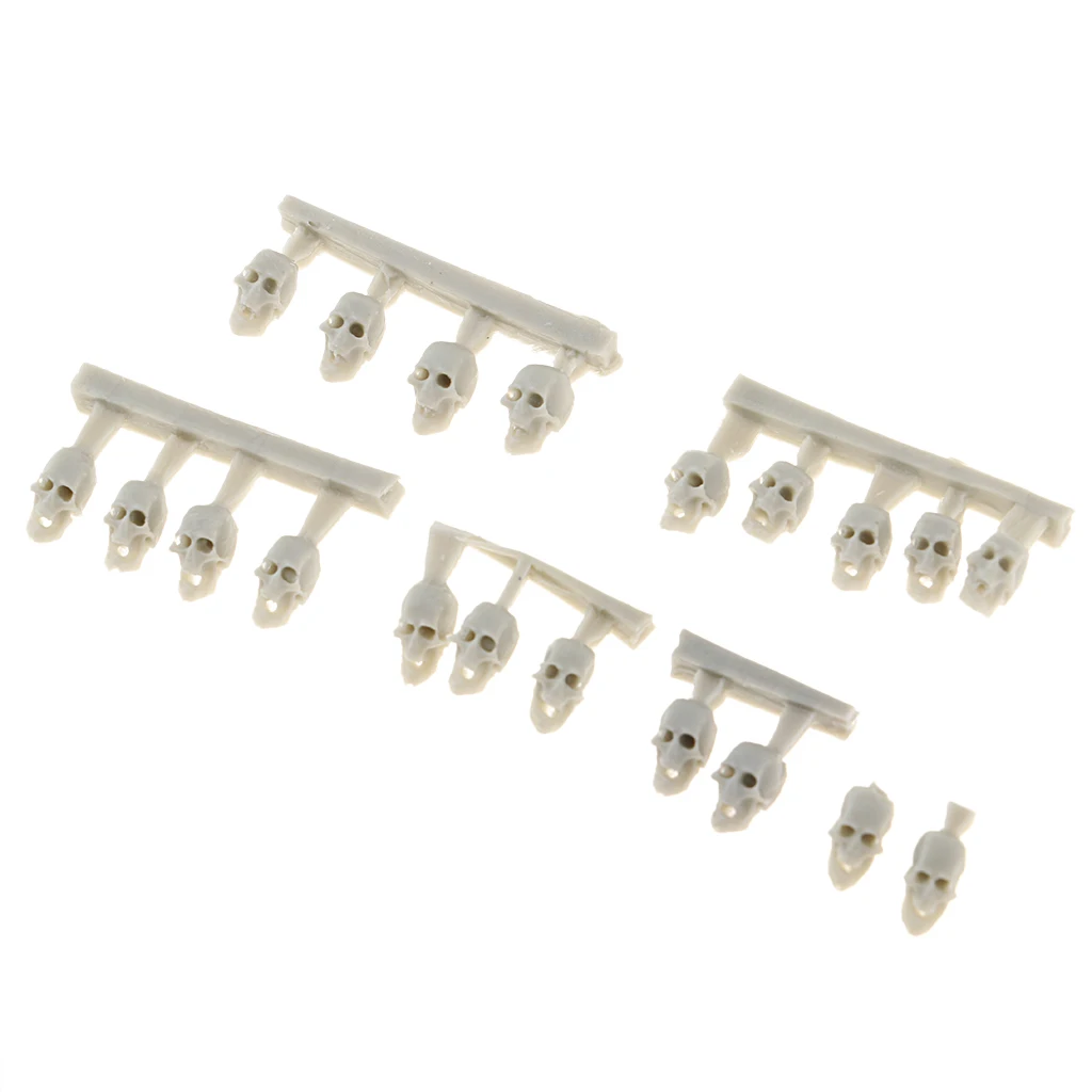 3mm Harz Miniatur Skeleton Harz Schädel Modell Soldat Szenario Zubehör Harz Kopf Knochen Modell Pack von 20