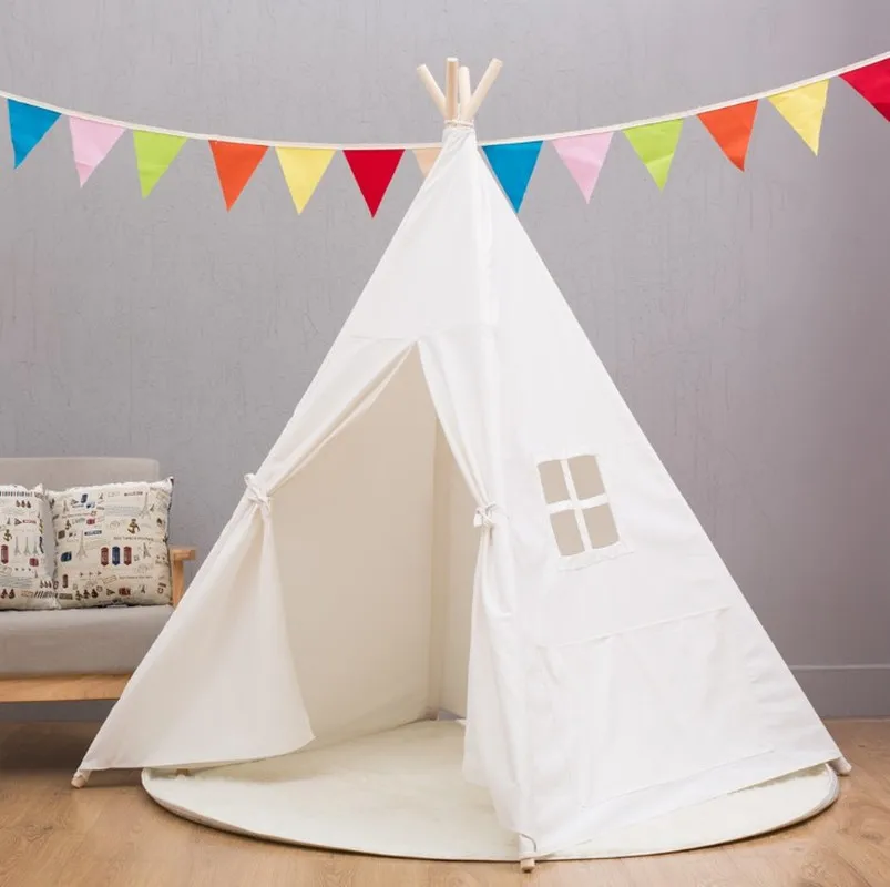 Tenda portatile per bambini parco giochi tela di cotone Tipi House bambini ragazze giocano casa Wigwam Game House tende a triangolo Room Decor