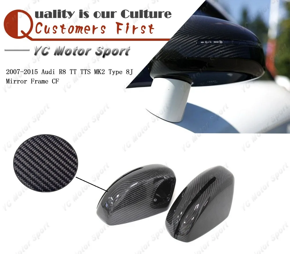 

Car Accessories Carbon Fiber Mirror Frame Cover 2pcs Fit For 2007-2011 R8 2008-2014 TT TTS MK2 Type 8J Mirror Frame