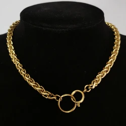 Punk Cuban Chokers Necklace Women Collar Gold Color Stainless Steel Chunky Thick Chain Circle Necklace Hip Hop Men Neck Jewelry