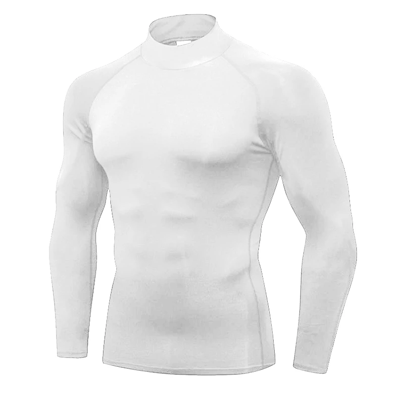 Compression Tops Outdoor Turtleneck Running Shirt Men Bodybuilding Long Sleeve Sportswear Tight Gym T-shirt Men Fitness Clothing