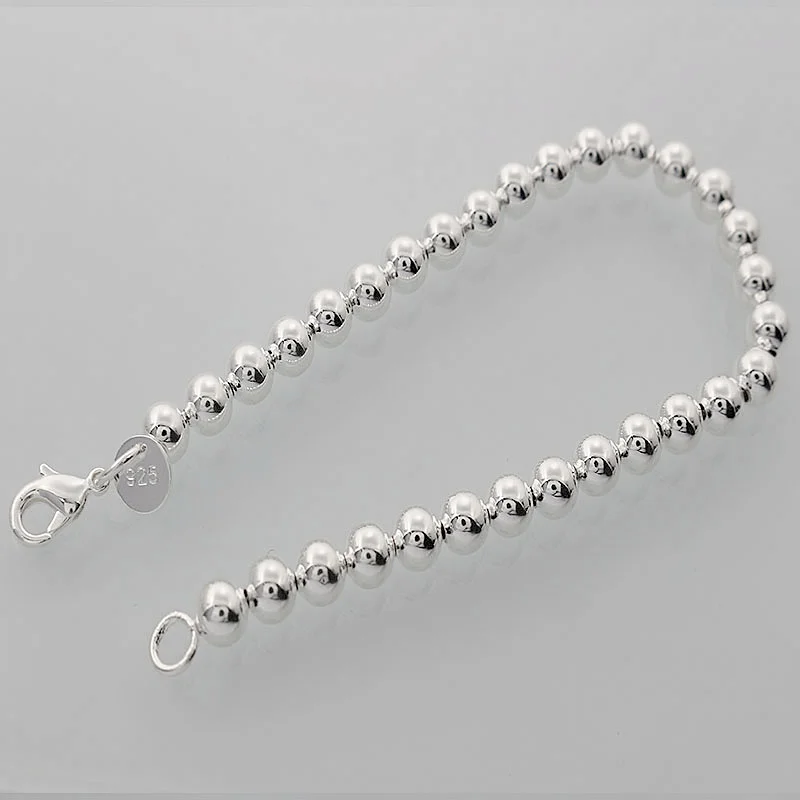 

Designer Jewelry 925 Sterling Silver 3MM Round Ball Bangles Bracelet For Women Korean Accessories Jewellery Argent 925