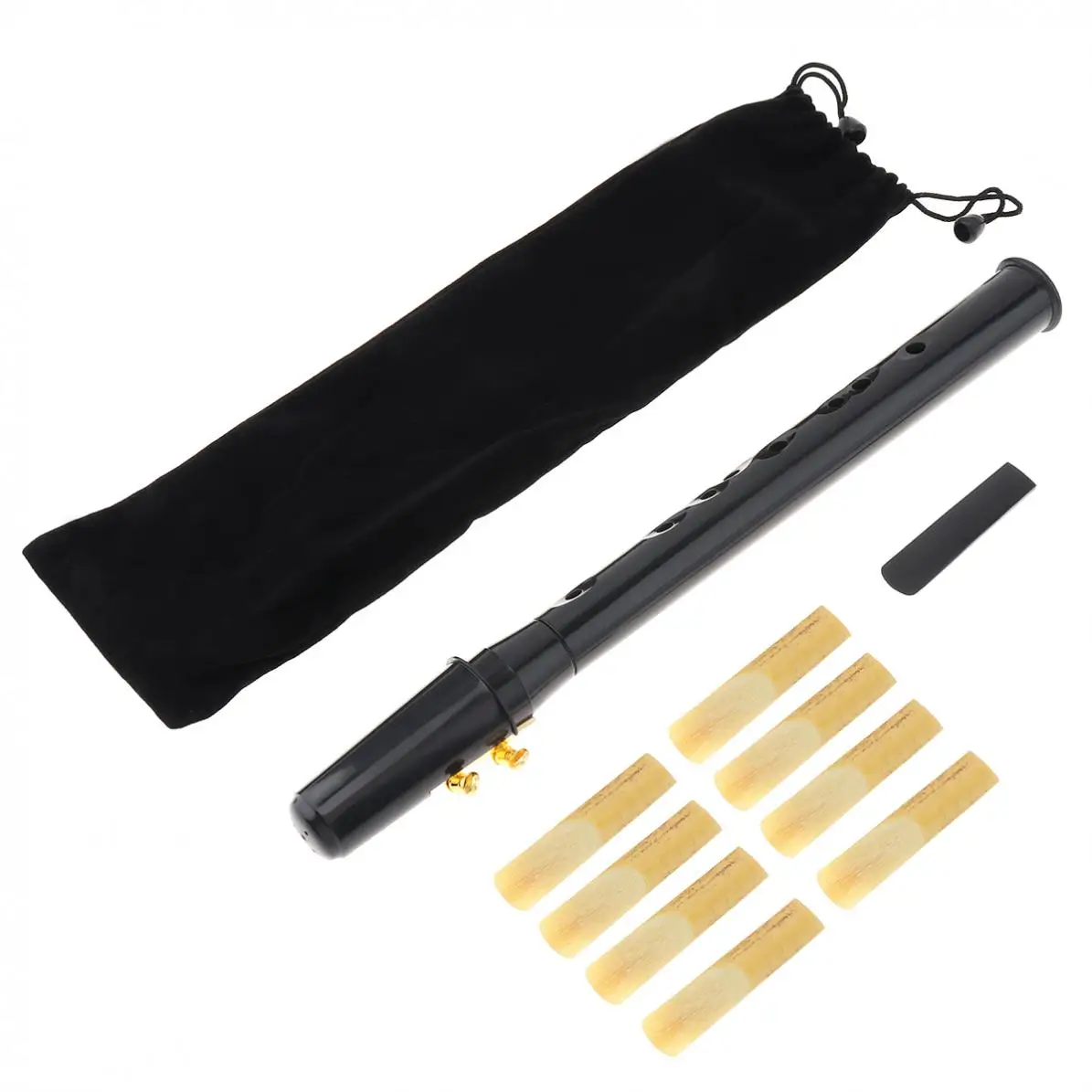 8 Hole ToneC Mini Saxophone Black Little Sax + Carrying Bag + 10 Bamboo Reeds +Resin Reed Kits for Beginners