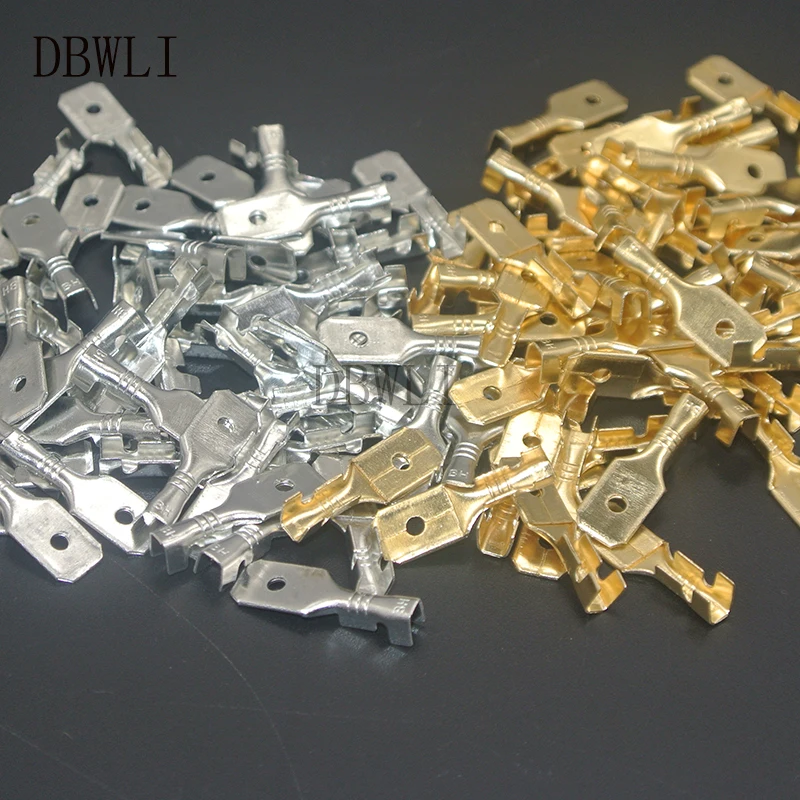 

2000PCS 6.3mm Male Crimp Terminal Spade Connector Gold Brass/Silver Car Speaker Electric Wire Connectors