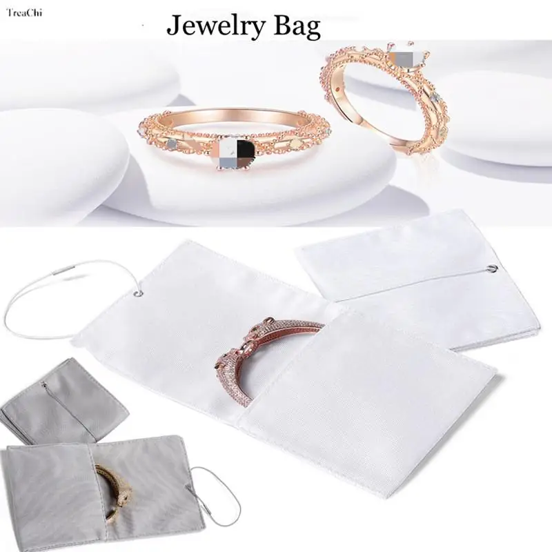 

Fabric Jewelry Bag Jewellry Pouches Bangle Packaging Display Necklace Drawstring Packing Gift Bags & Pouches with Rubber Band