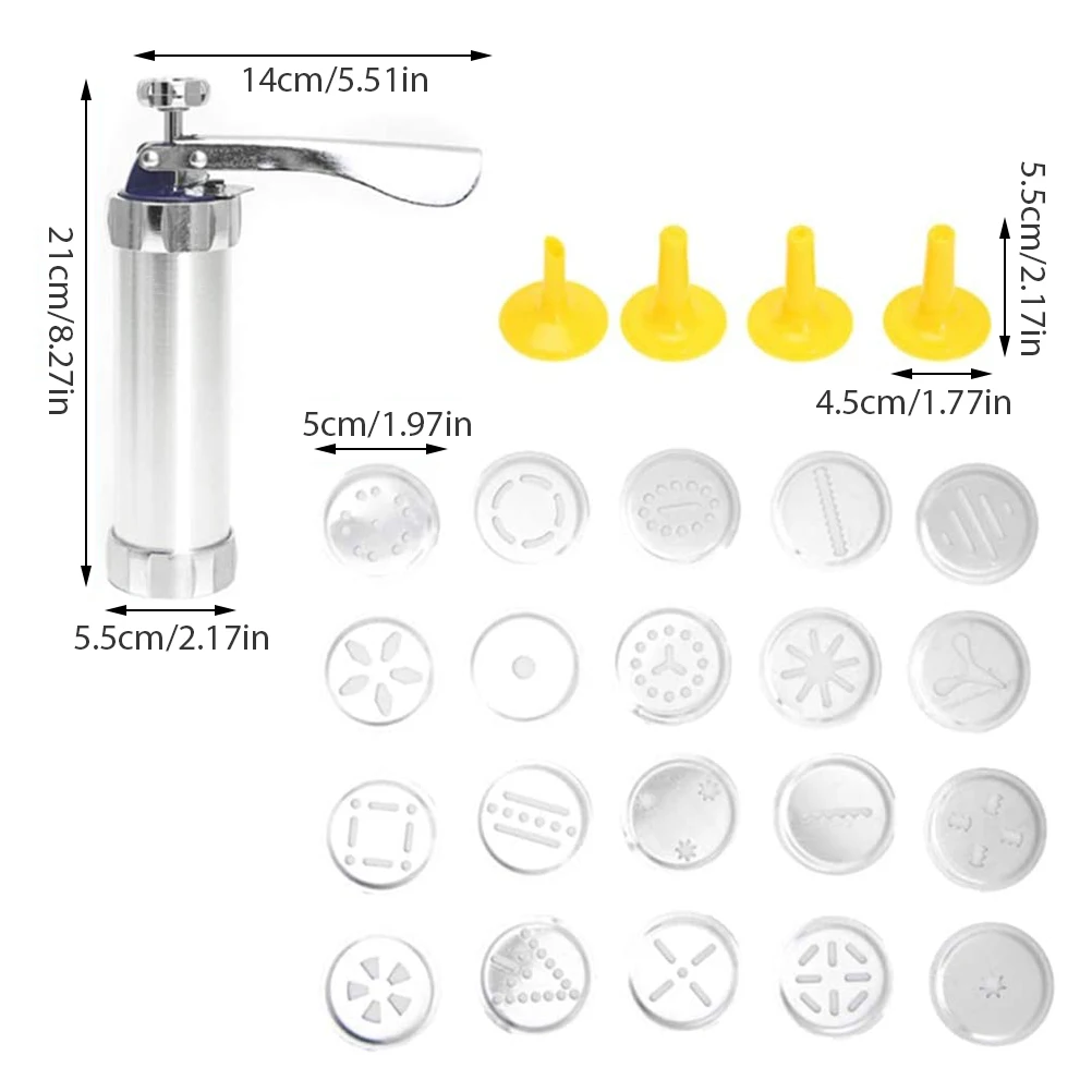 

Cookie Press Making Machine Kit Kitchen Baking Tool for DIY Biscuit Maker Set with 20 Cookie Discs 4 Nozzles