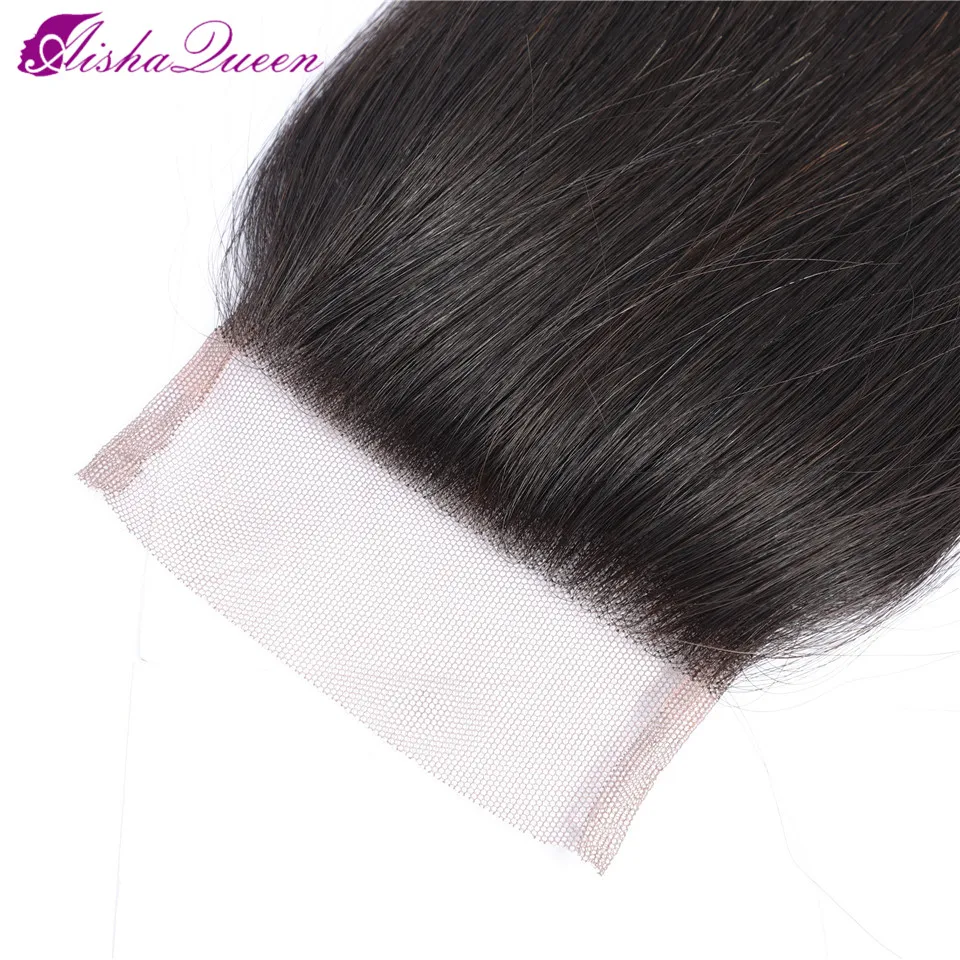 Aisha Queen 4*4 Lace Closure Free Part Swiss Lace Medium Brown Lace Color Closures Non-Remy Brazilian Hair