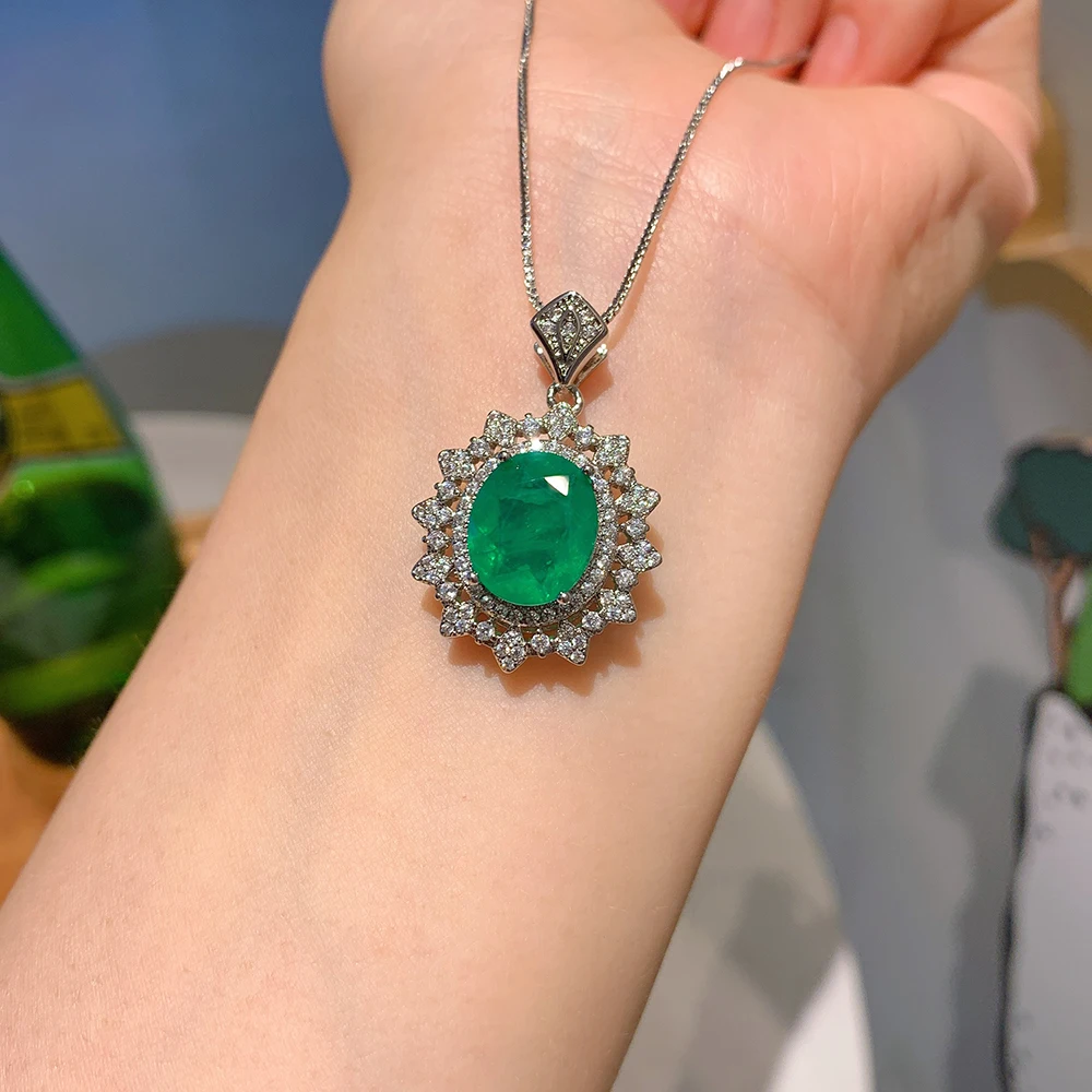 Charms Simulation Emerald Stone Ring Stud Earrings Pendant Necklace Wedding Party Fine Jewelry Sets Accessories Gift for Women