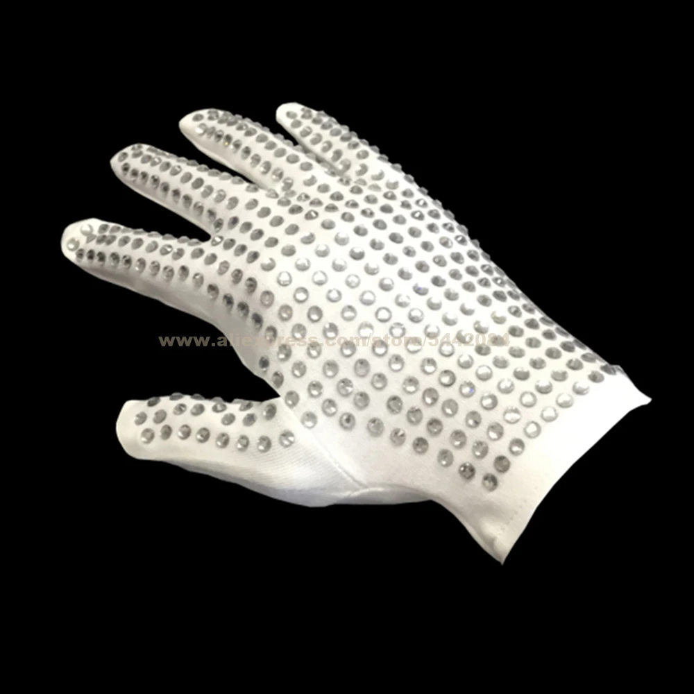 MJ Michael Jackson Billie Jean Preformance Handmade Right Hand Glove Single Side Rhinestone Cosplay Gloves Collection 1BLJD0301