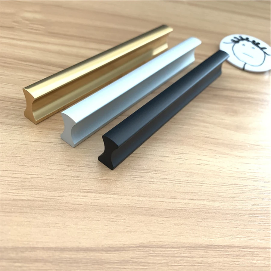 LCH Gold Black Color Aluminium Alloy Flush Pull Drawer Handle Cabinet Handle Drawer Pull Door Knobs 32 64 96 128 256mm