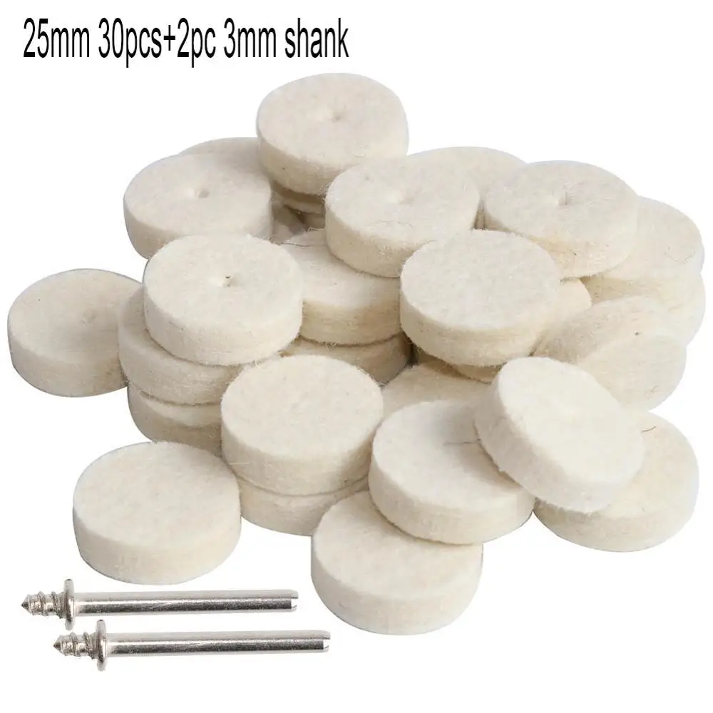 20pc/30pc/50pc Wool Felt Polishing Buffing Round Wheel Grinding Pad 3mm Shank For Dremel Rotary Tool Accessories