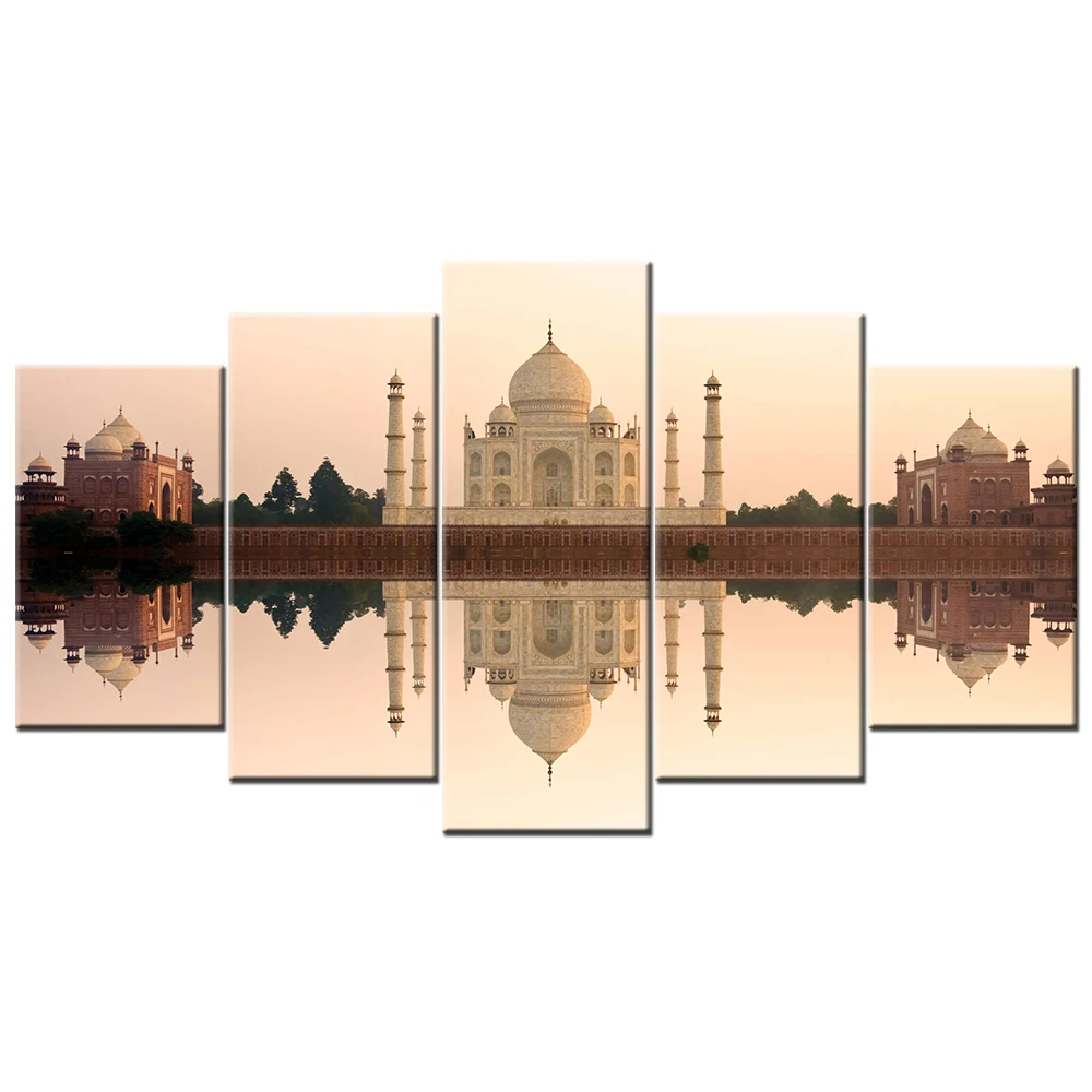 Taj Mahal India Poster 5 Piece Modern Canvas Paintings Wall Art Picture For Home Decor