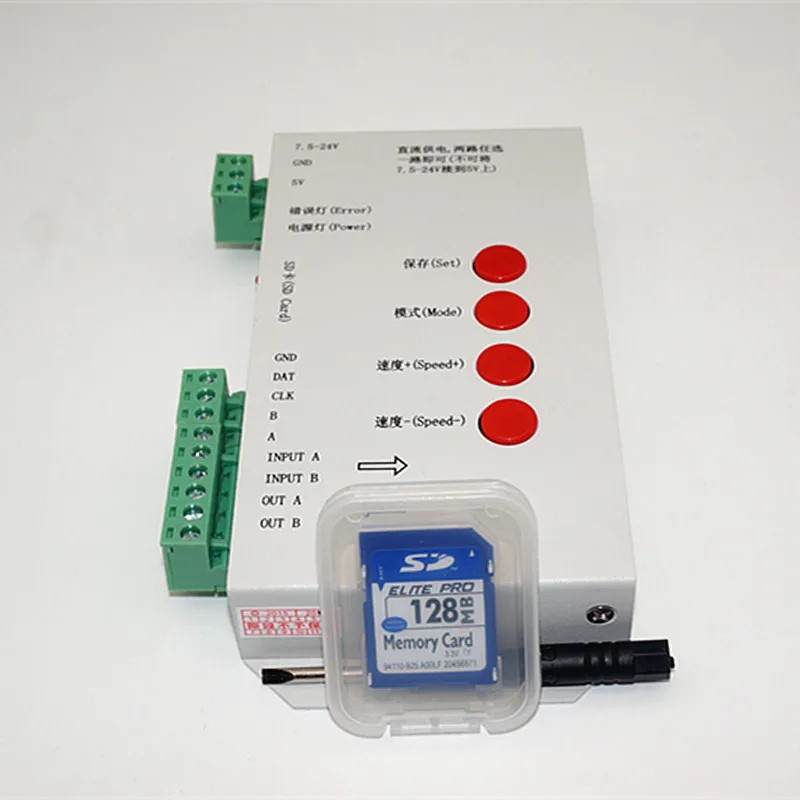 high quality T1000S SD Card WS2801 WS2811 WS2812B LPD6803 LED 2048 Pixels Controller DC5~24V T-1000S RGB Controller