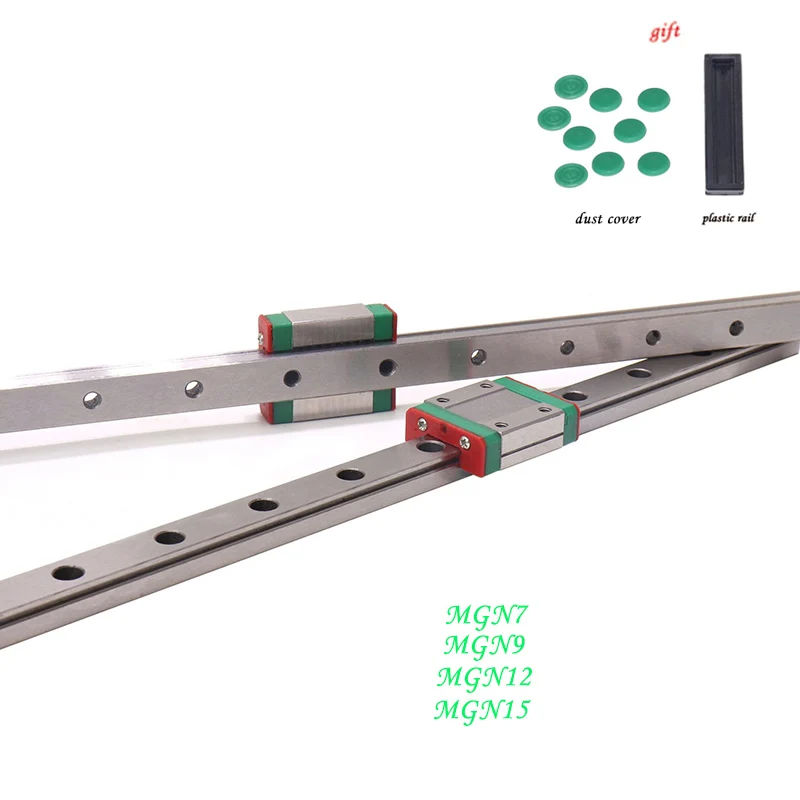 Guía de riel lineal en miniatura, carril deslizante CNC, MGN MGN9, MGN12, MGN15, MGN7, 300, 350, 400, 450, 500, 600mm, 1 ud.