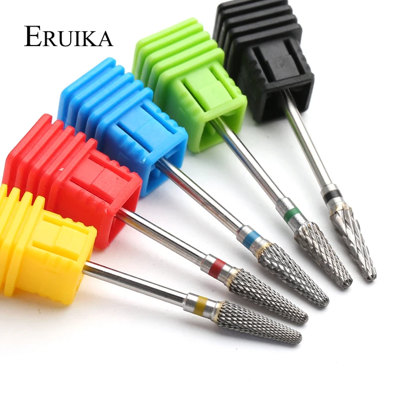 ERUIKA 1pc Carbide Cuspidal Nail Drill Bit Milling Cutter Apparatus for Manicure Machine Remove Nail Gel Bur Drill Accessories