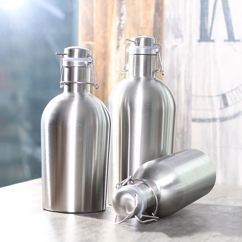 Portable Beer Bottle Stainless Steel Flasks 1L/2L/2.5L Bottle Alcohol Flagon Pot 304 Stainless Steel Material Can Store Liquor