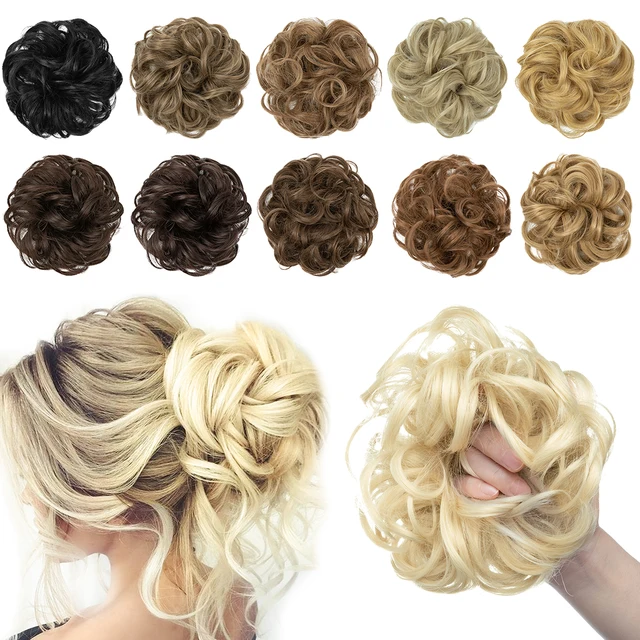 Syntetyczny roztrzepany kok z włosów Chignon Scrunchies sztuczna opaska do włosów warkocz elastyczna treska ogon dla kobiet syntetyczny owijka kręcony kucyk
