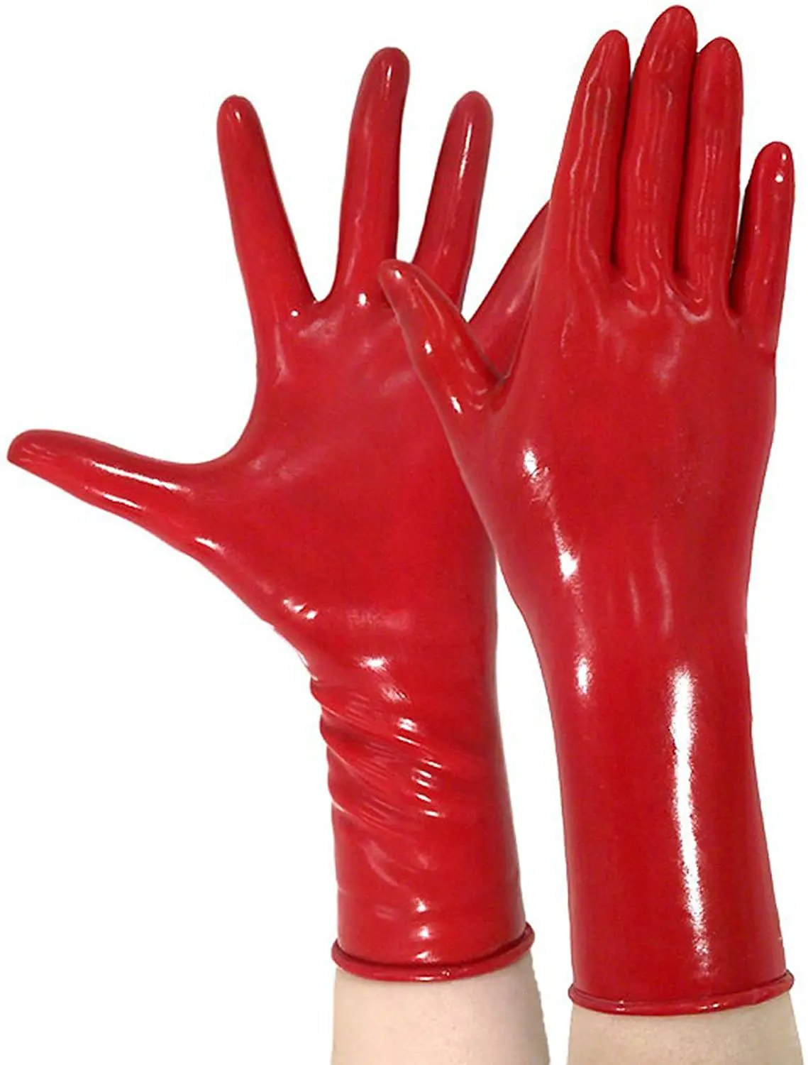 Guantes cortos de goma de látex, color rojo, Gummi